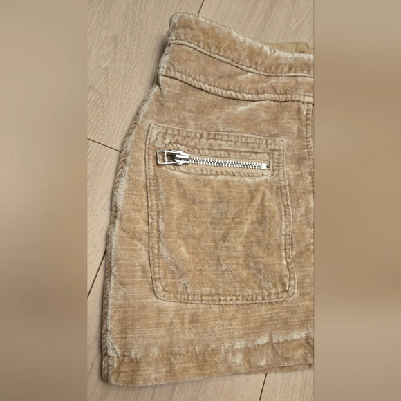 Free People Dust to Dust Crushed Velvet Fall Mini Skirt Creamy Tan - Picture 5 of 8